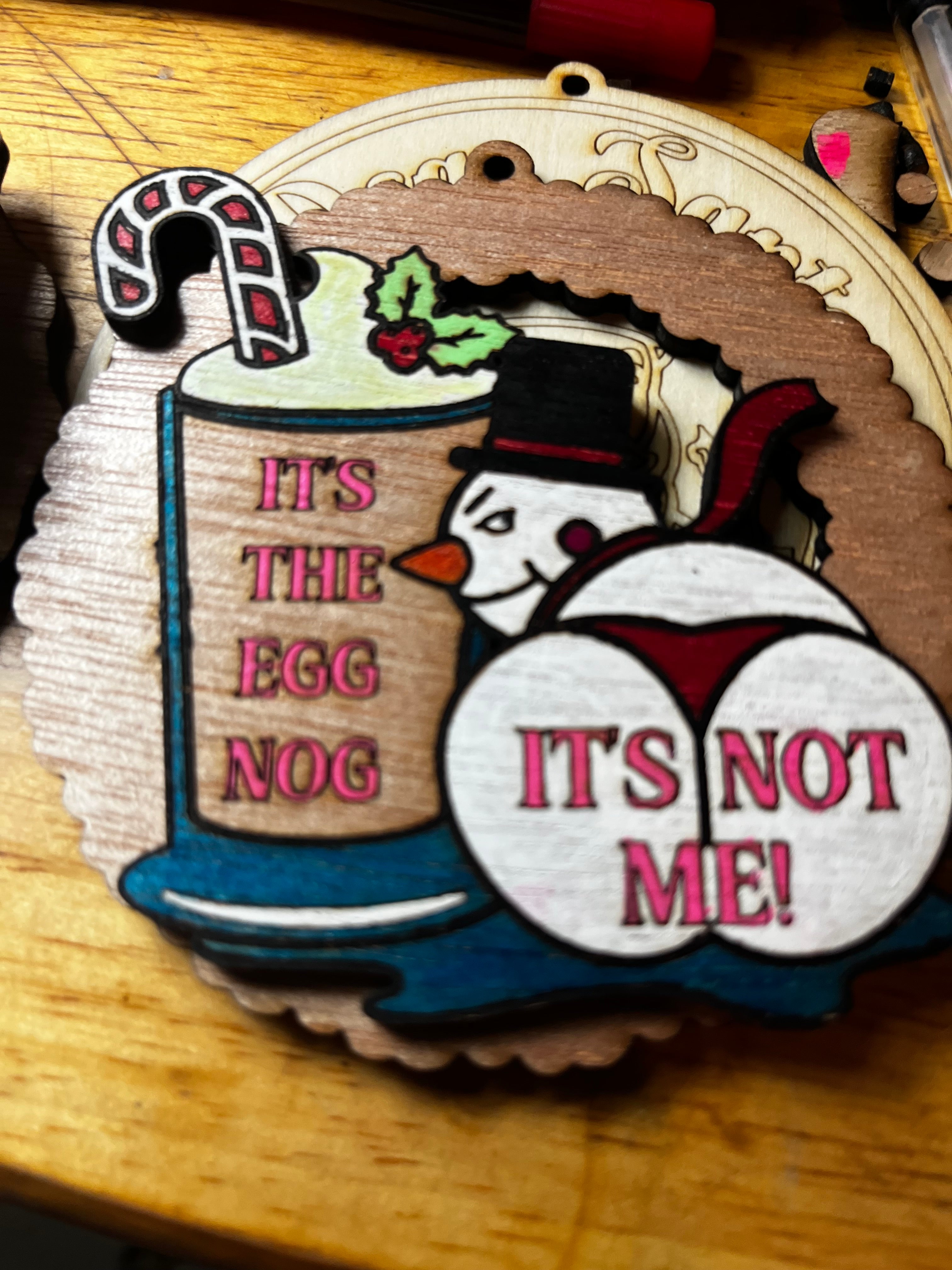 Naughty snowman ornament